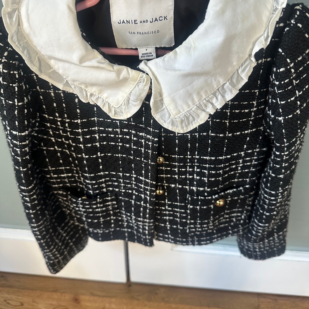 Janie and Jack Black and White Checkered Blazer